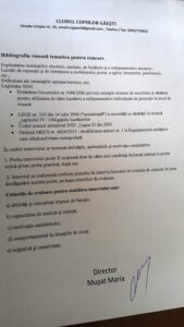 CONCURS POST VACANT CONTRACTUAL/BIBLIOGRAFIE